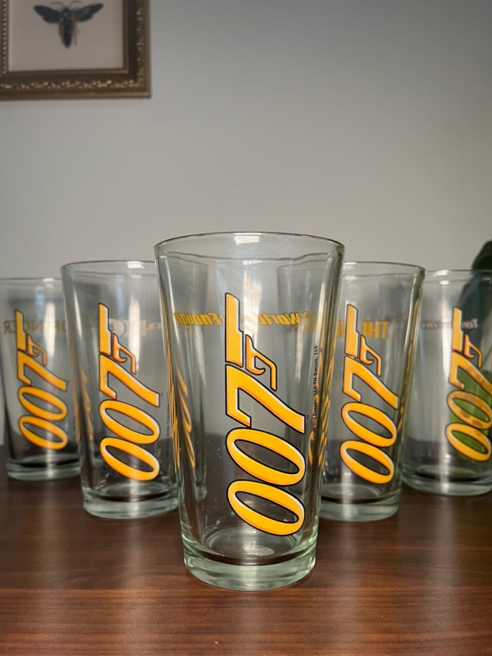 Set of 5 Vintage James Bond 007 "Thunderball" promotional drinking glass.